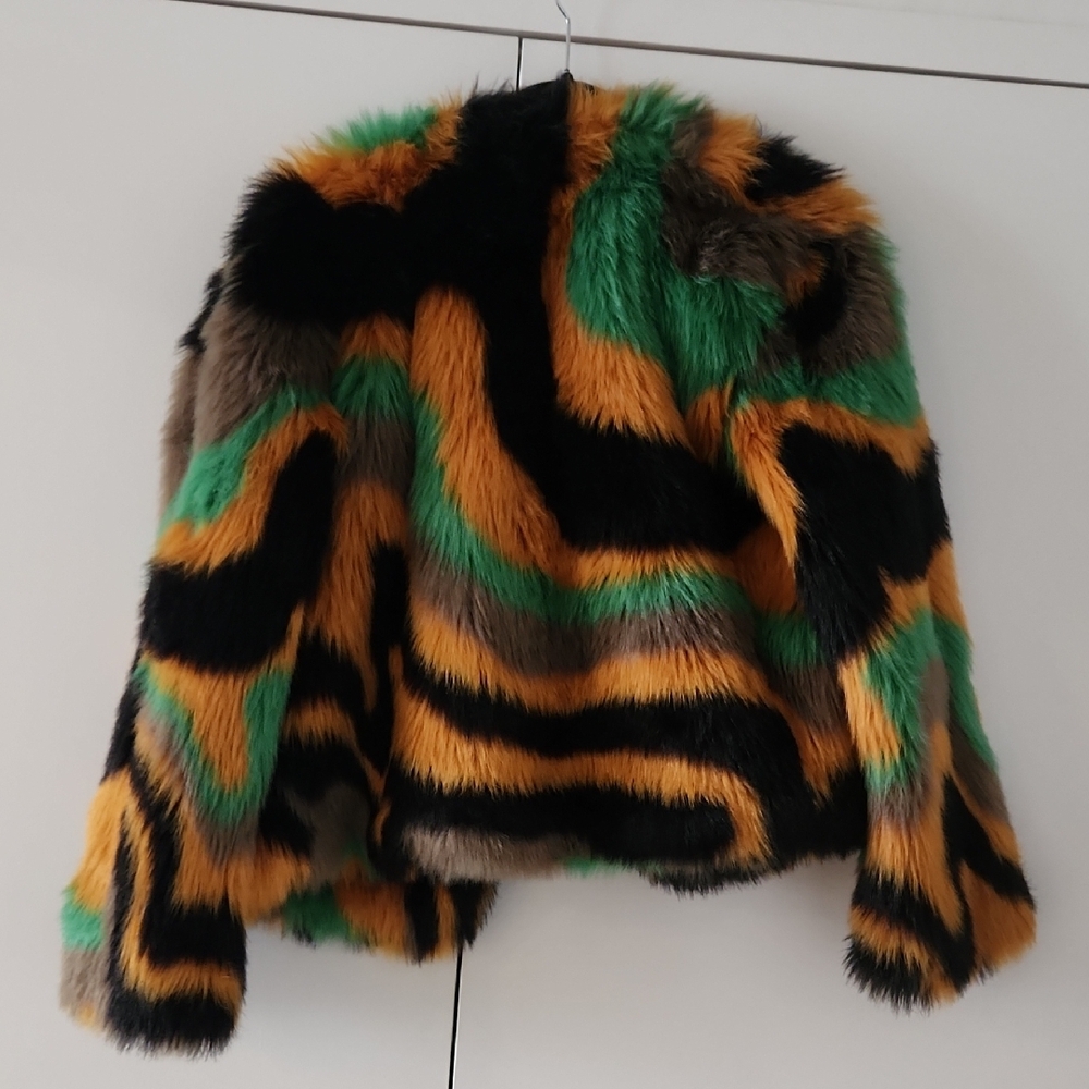 Custo Barcelona Multicolor Faux Fur Jacket - Picture 4 of 7